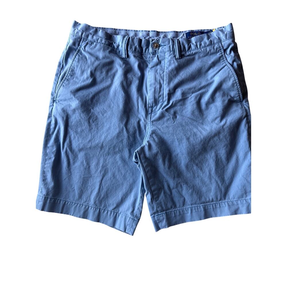 Polo Ralph Lauren Mens 33 Light Blue Cotton Chino Shorts 9 Inseam